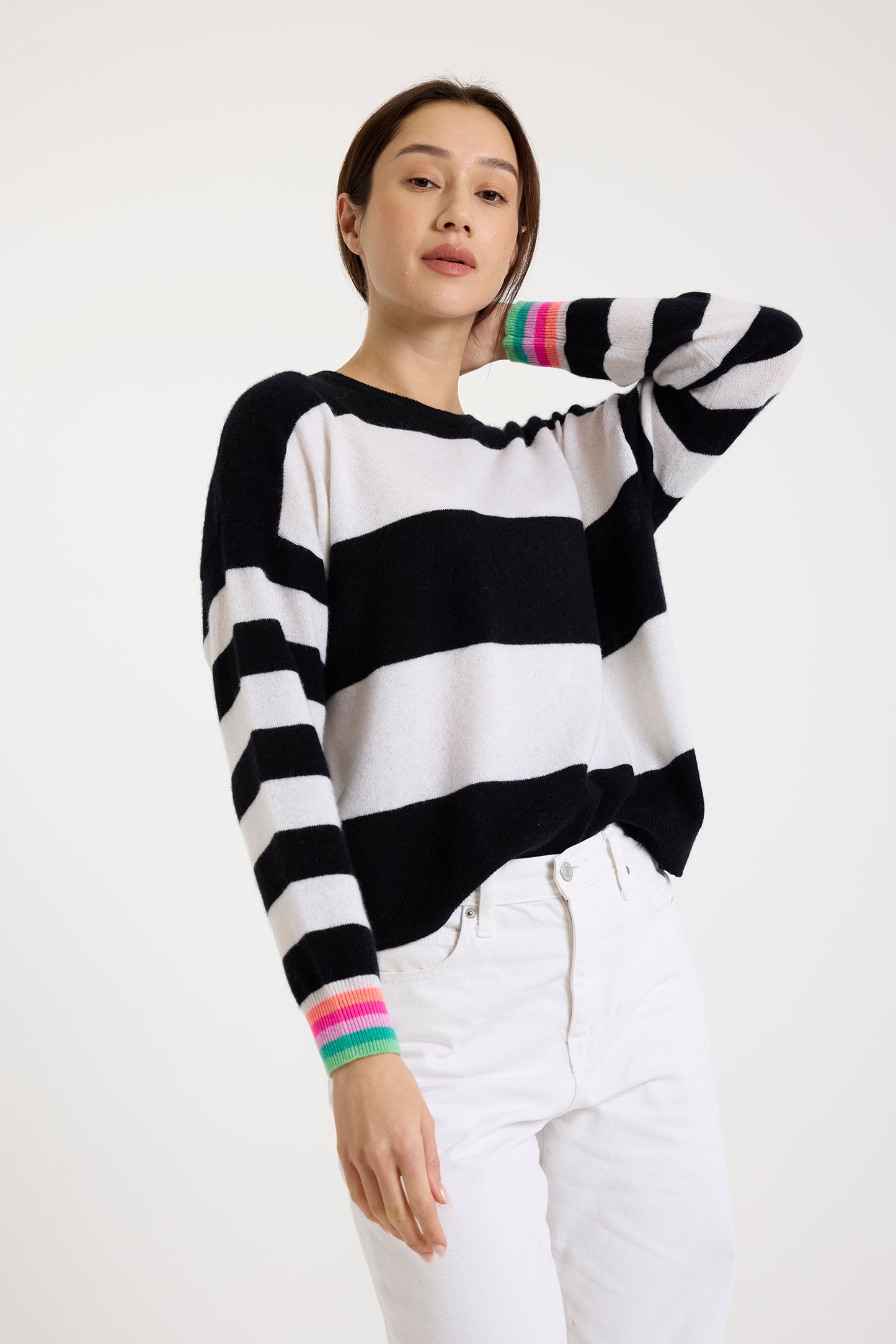 Brodie Cashmere Molly Stripe Crew Top
