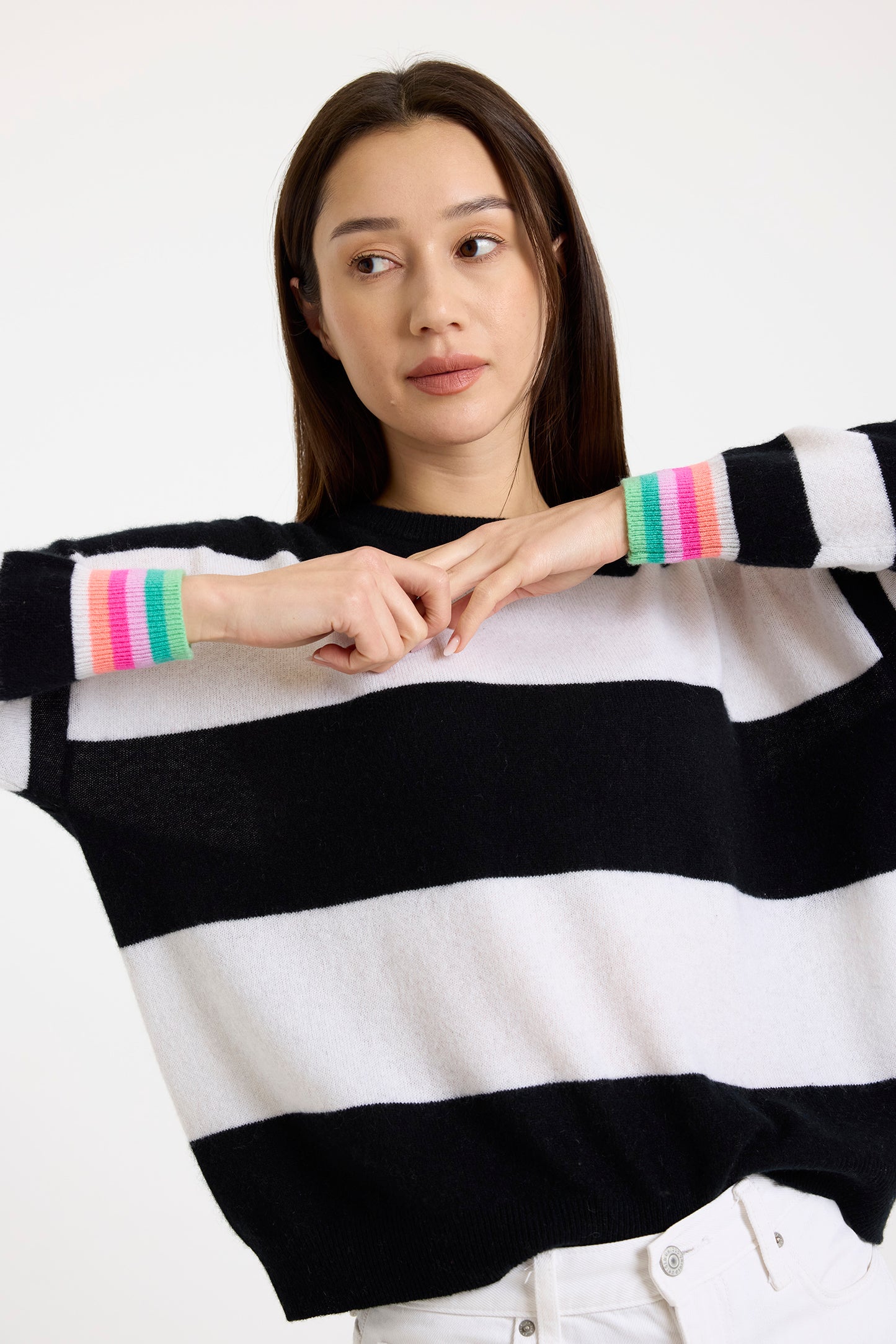Brodie Cashmere Molly Stripe Crew Top