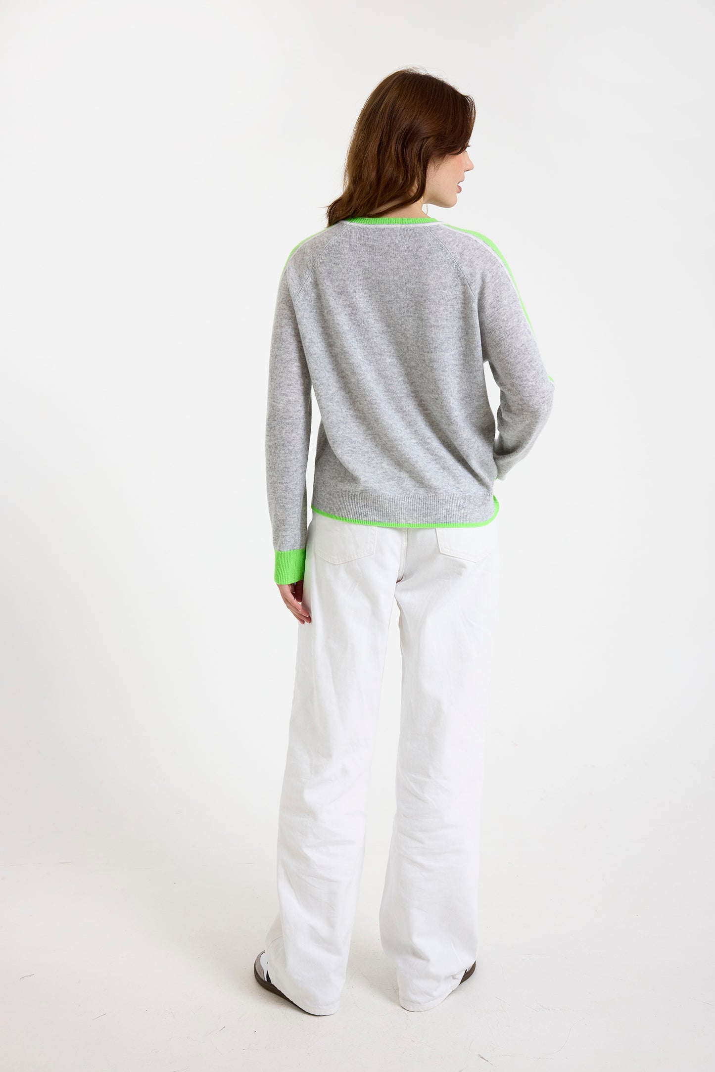 Brodie Cashmere Striped Sleeve Mini Sweat Top