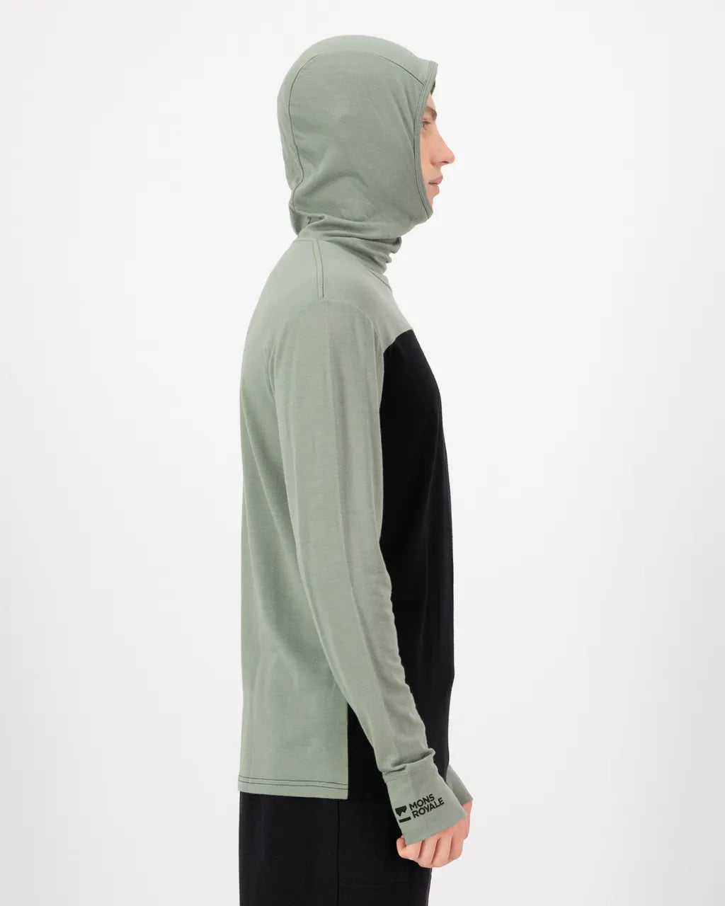 Mons Royale Mens Yotei Merino Powder Hood Long Sleeve Willow