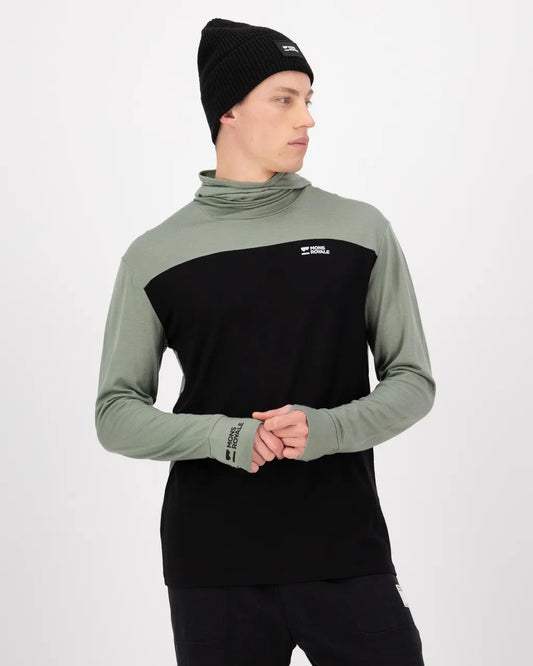 Mons Royale Mens Yotei Merino Powder Hood Long Sleeve Willow
