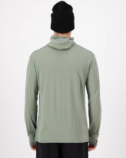 Mons Royale Mens Yotei Merino Powder Hood Long Sleeve Willow