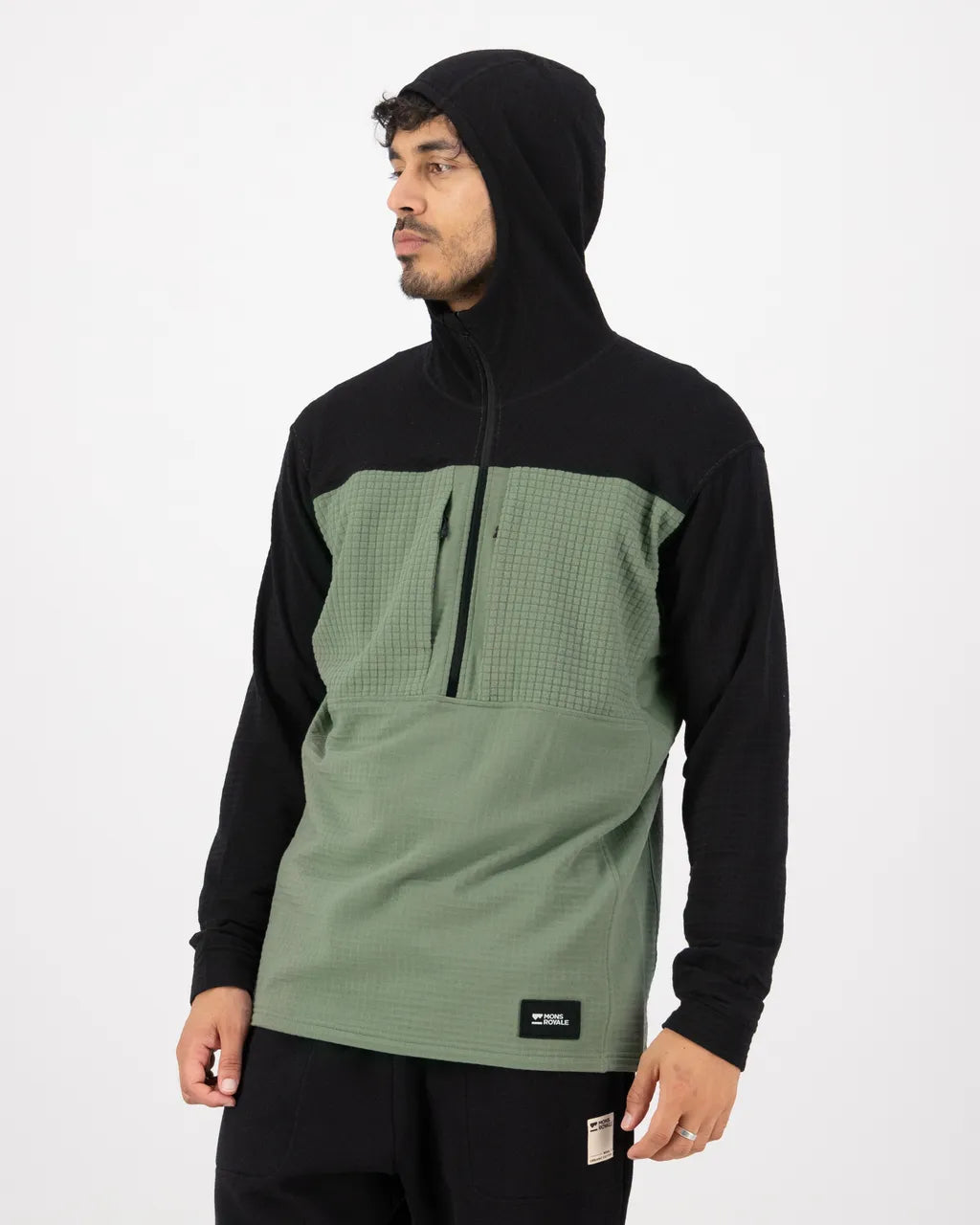 Mons Royale Mens Offgrid Merino Fleece 1/2 Zip Long Sleeve Willow