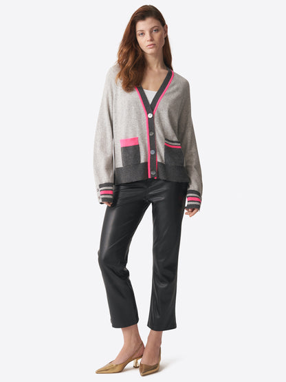 Brodie Cashmere Varcity Pop Cardigan