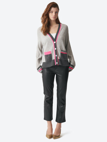 Brodie Cashmere Varcity Pop Cardigan