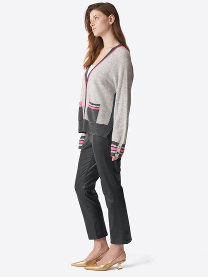 Brodie Cashmere Varcity Pop Cardigan