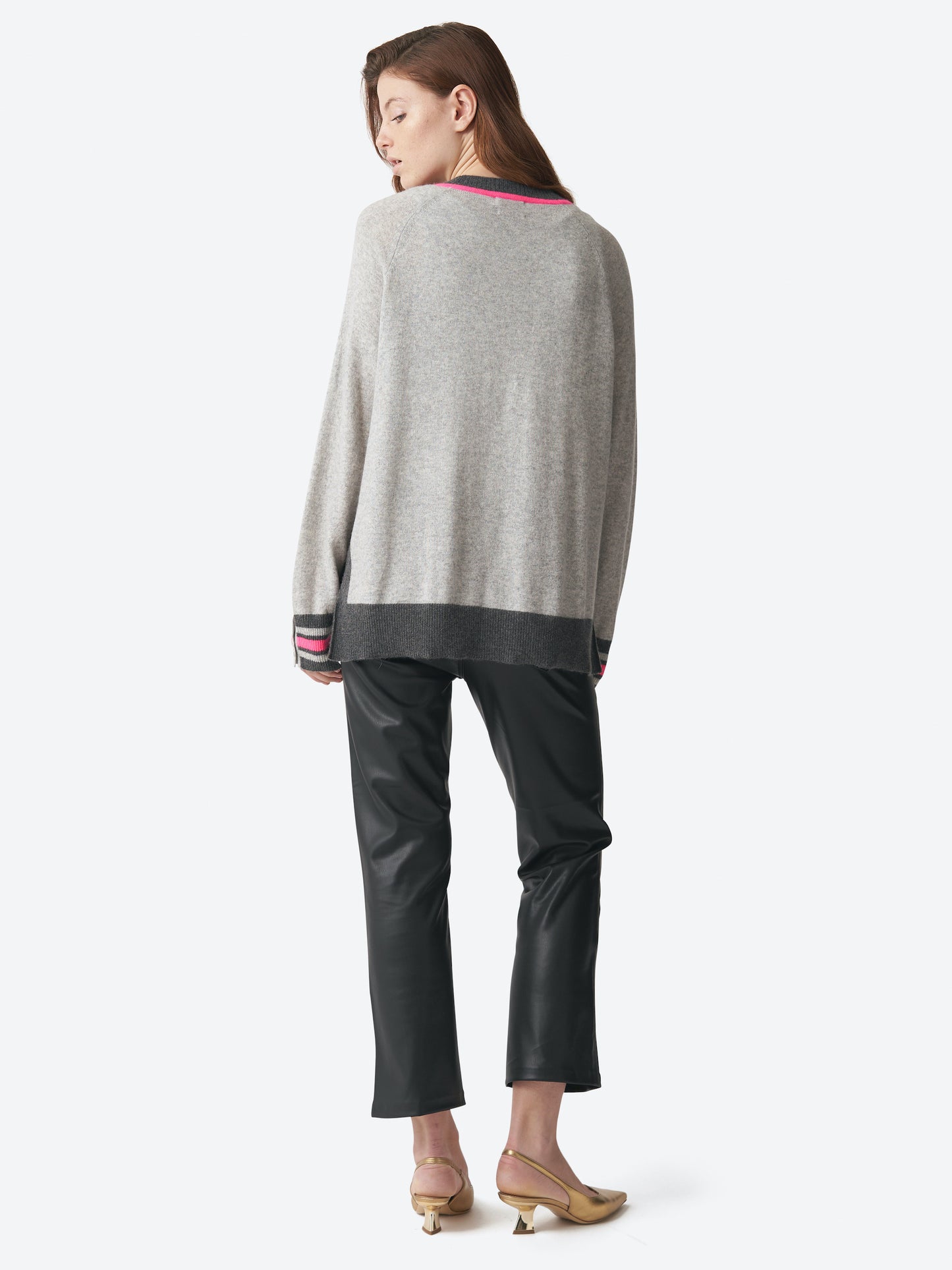 Brodie Cashmere Varcity Pop Cardigan