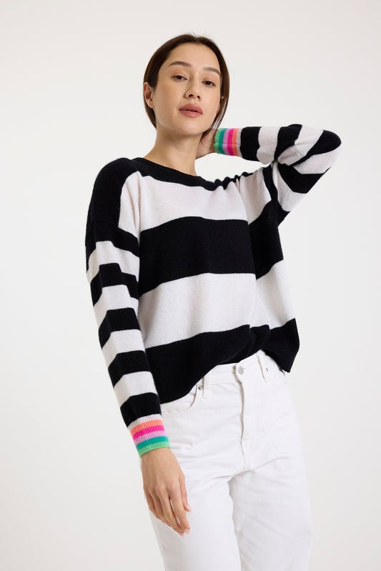 Brodie Cashmere Molly Stripe Crew Top