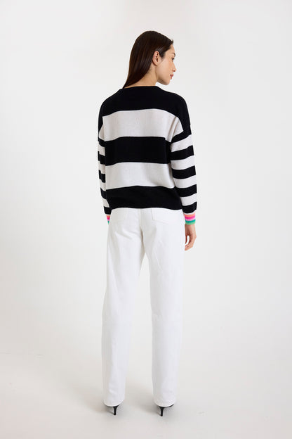 Brodie Cashmere Molly Stripe Crew Top