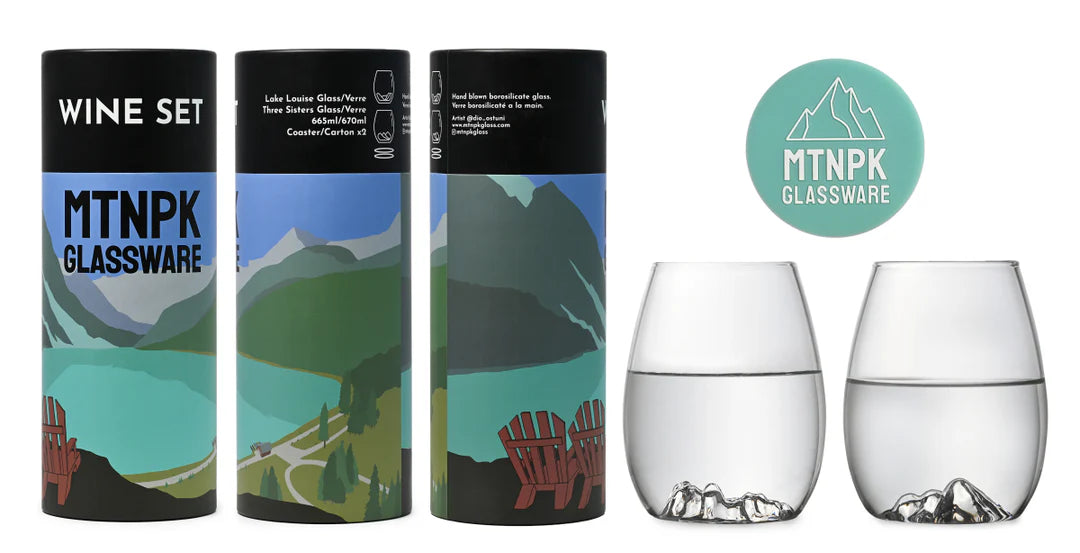 MTNPK Glassware - Wine Set - Lake Louise & Three Sisters