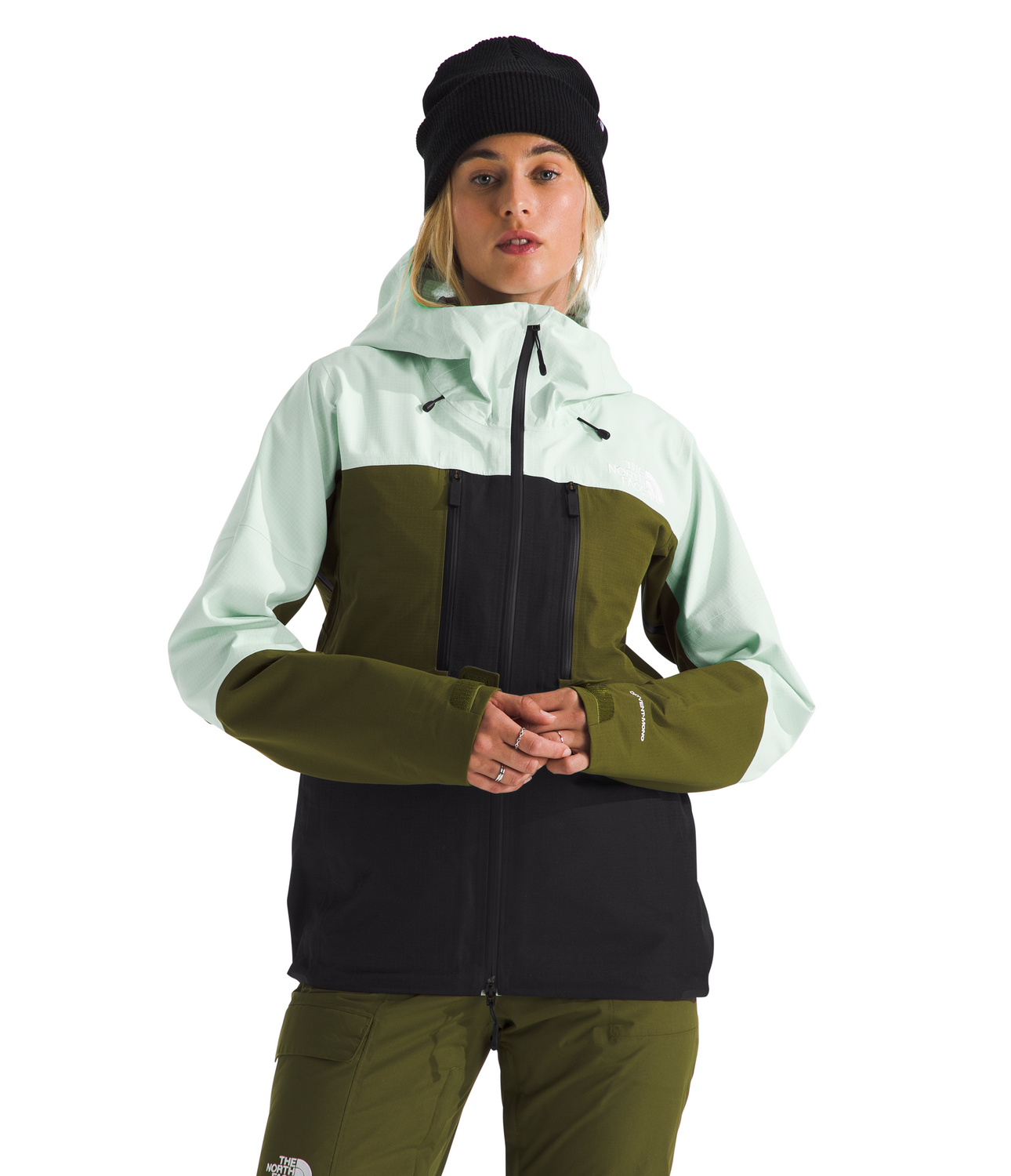 The North Face Ceptor Jacket Women s L Pale Green Forest Olive TNF Black
