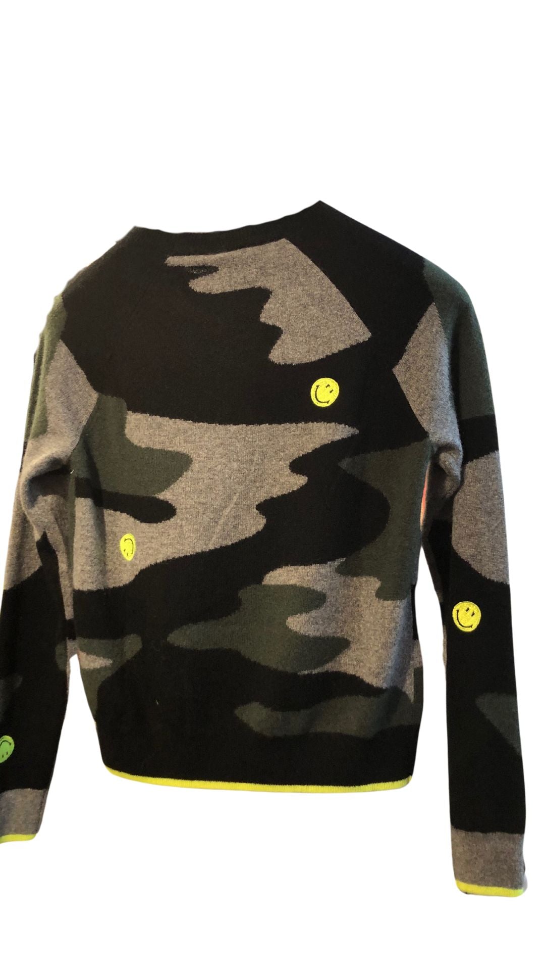 Brodie Cashmere Camo Smiley Crew Top